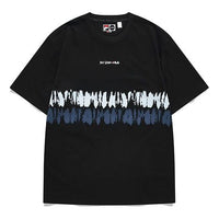Men's FILA FUSION Casual Sports Breathable Printing Short Sleeve White Gray T11M131108A-BK