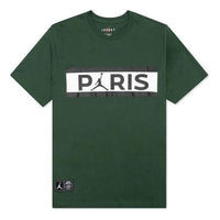 Air Jordan Paris Saint-Germain Logo Printing Sports Round Neck Short Sleeve Green DB6510-333