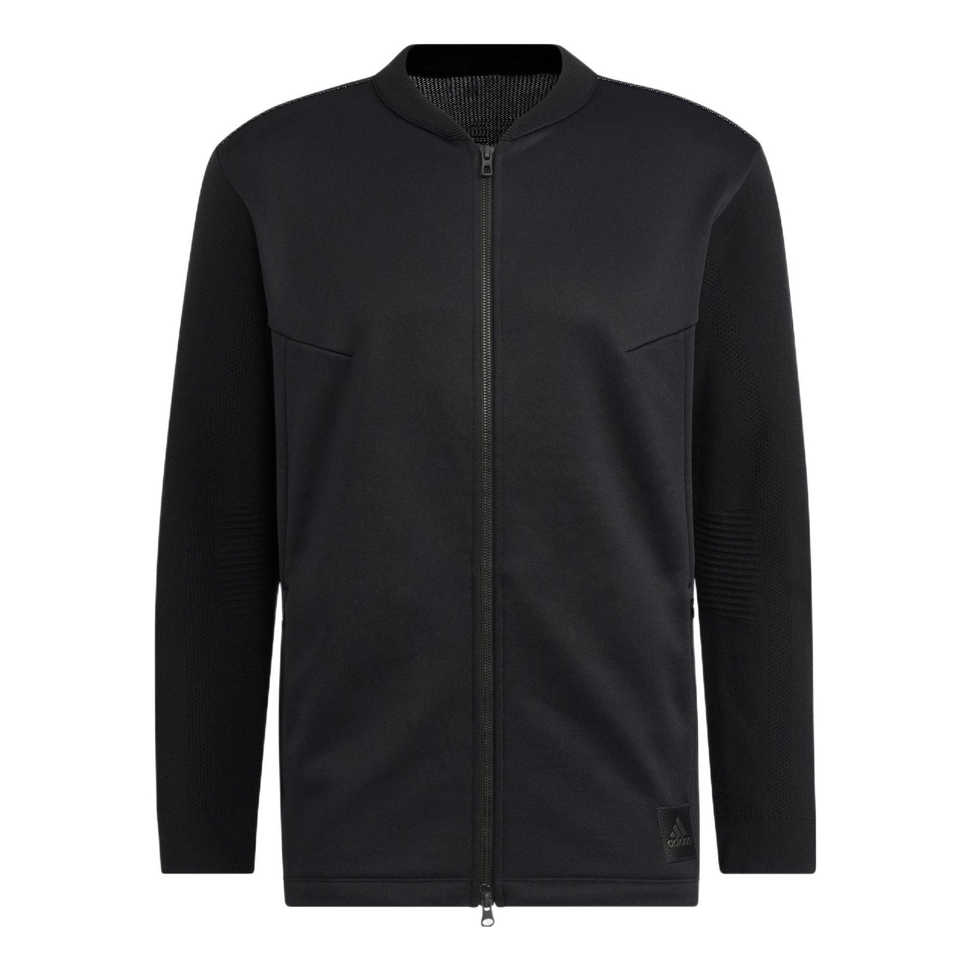 Men's adidas Logo Back Printing Stripe Zipper Jacket Black HG4135