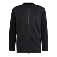 Men's adidas Logo Back Printing Stripe Zipper Jacket Black HG4135