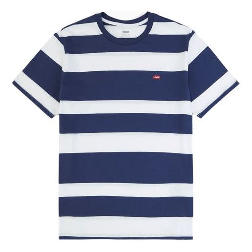Men's Levis Round Neck Stripe Short Sleeve Blue White T-Shirt 56809-0039
