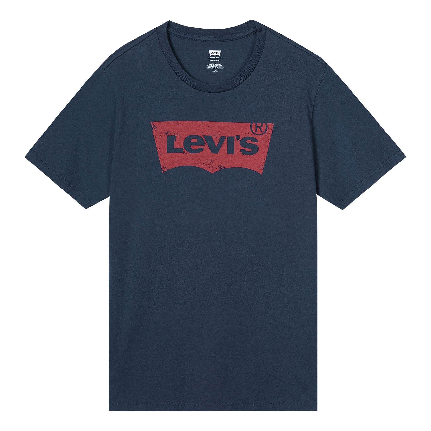 Men's Levis Alphabet Logo Loose Round Neck Short Sleeve Navy Blue 17783-0139
