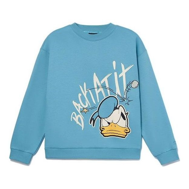 (WMNS) Li-Ning x Disney Donald Duck Living Series Cartoon Hoodie 'Blue White' AWDR688-7
