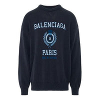 Balenciaga College Crest Crewneck Sweatshirt 'Navy' 696226T32394640