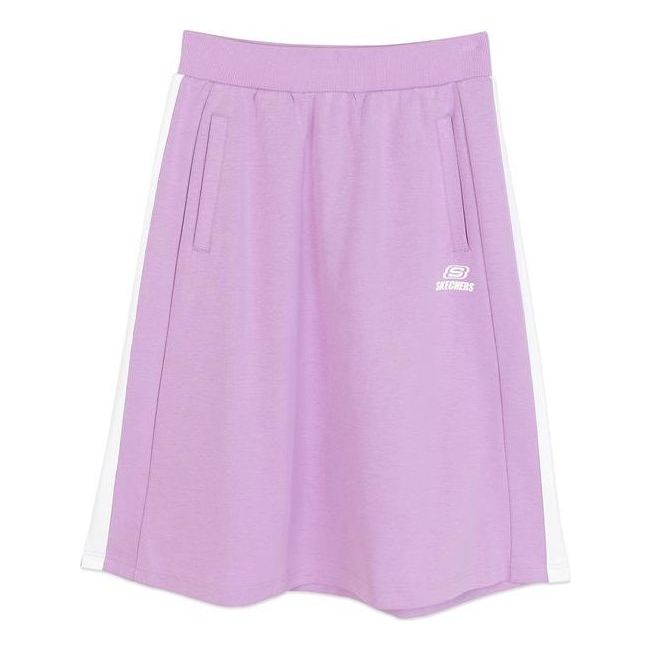 (WMNS) Skechers Contrast Patchwork Logo Printed Waist Skirt 'Purple' L420W145