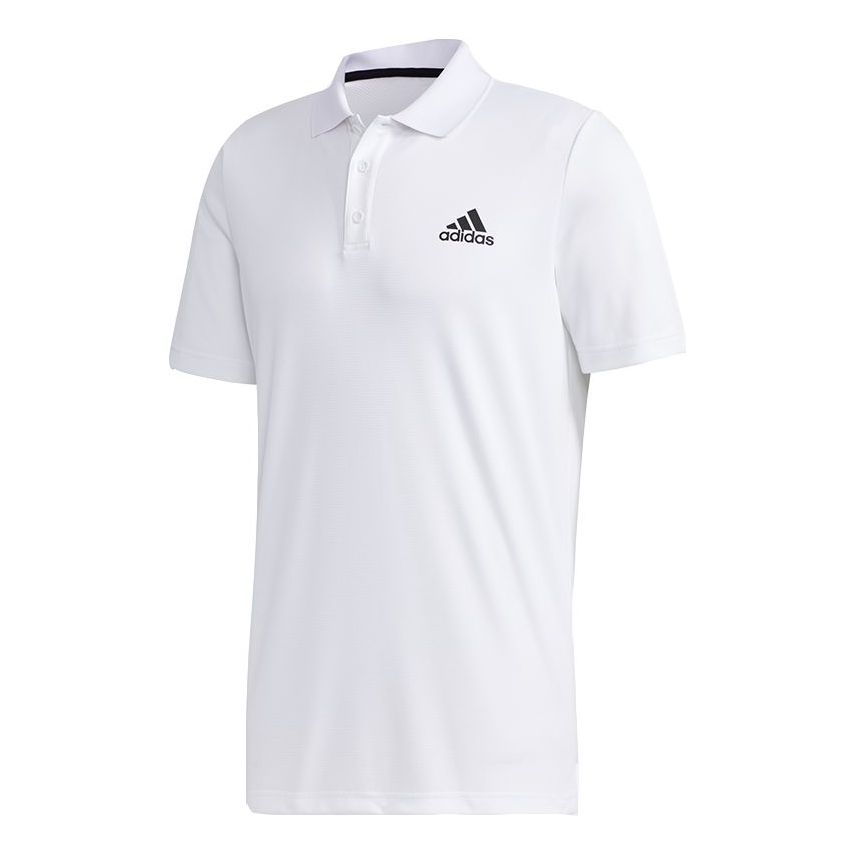 adidas MENS D2M Training Short Sleeve Polo Shirt White GL0484