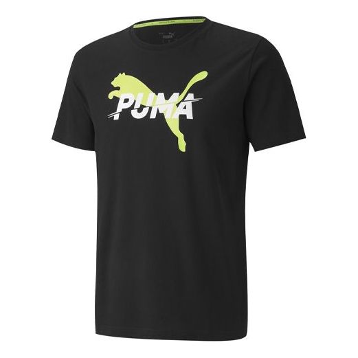 PUMA Modern Logo Pattern Printing Sports Short Sleeve Black 586585-01