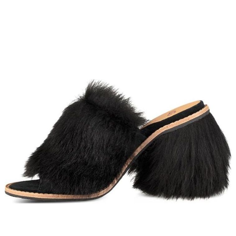 (WMNS) UGG Rosa Fluff Heel 'Black' 1095390-BLK