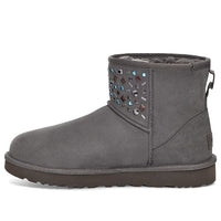 (WMNS) UGG Classic Mini Stud II Rivets Snow Boots Grey 1119101-CHRC