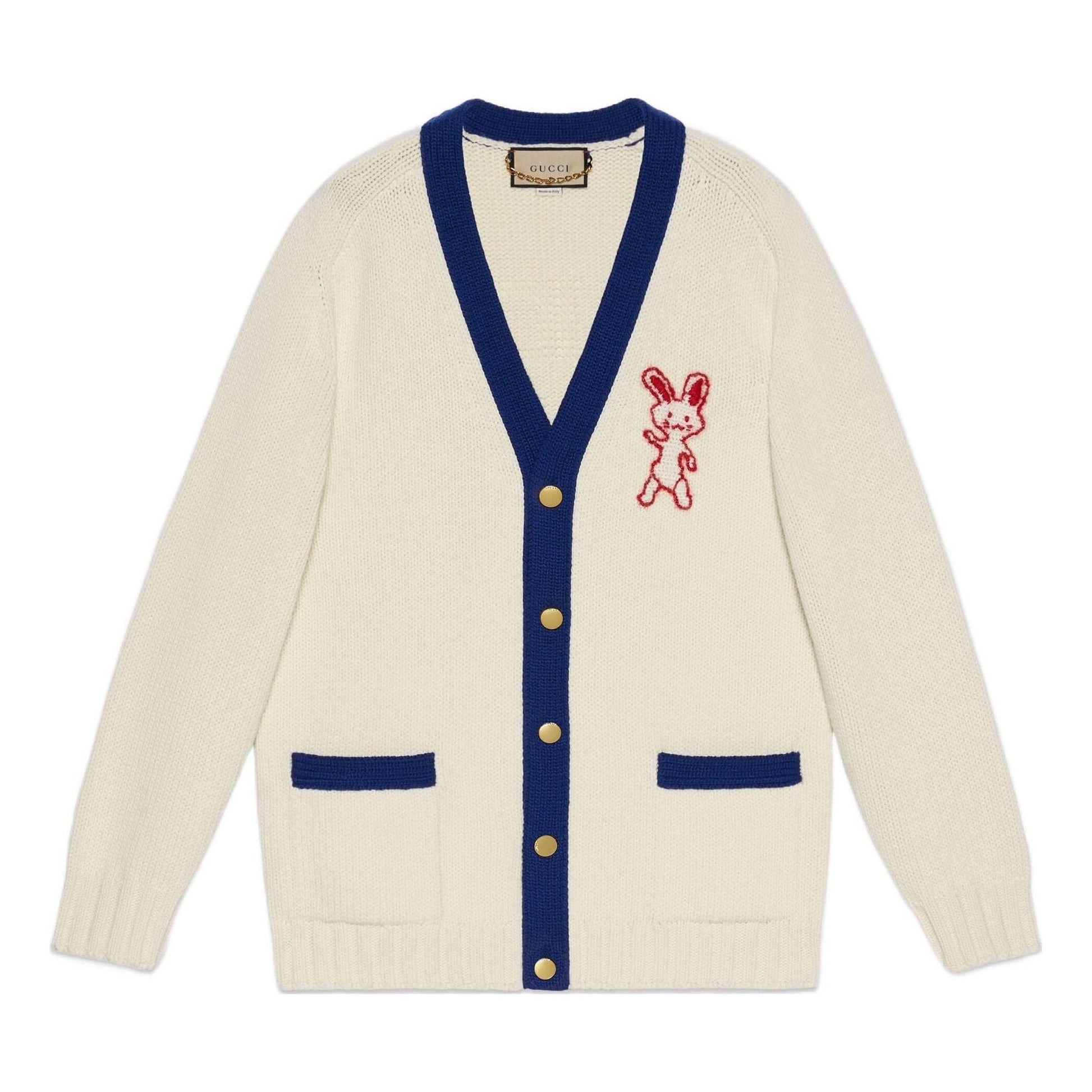 Gucci Lunar New Year Wool Cardigan 'Ivory Blue' 724933-XKCW6-9254