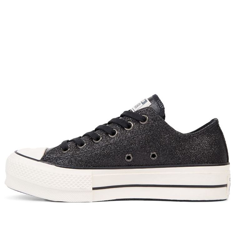 (WMNS) Converse Chuck Taylor All Star Shiny Metals Platform Low Top Thick Sole Black White 565899C