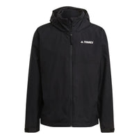 adidas Solid Color Brand Logo Printing hooded Long Sleeves Jacket Black GI7296