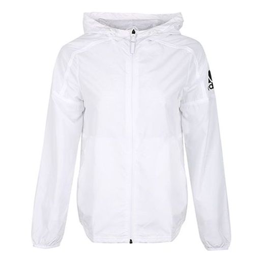 (WMNS) adidas Windbreaker Sport Hoodie Jacket 'White' CV5476