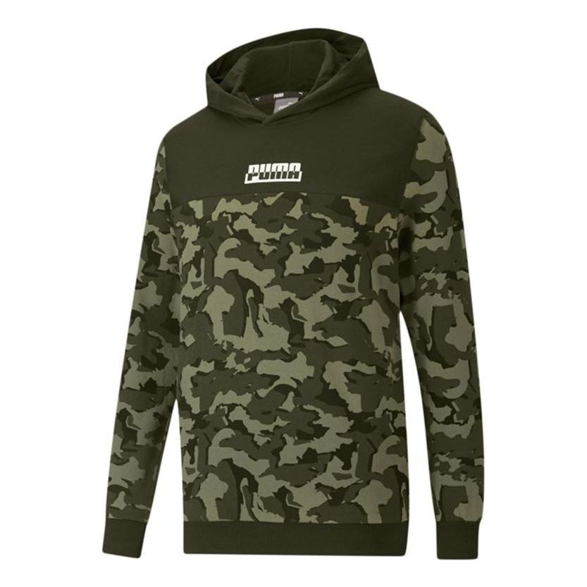 PUMA Moletom Camo Printed Masculino Hoodie 'Green Black' 588499-70