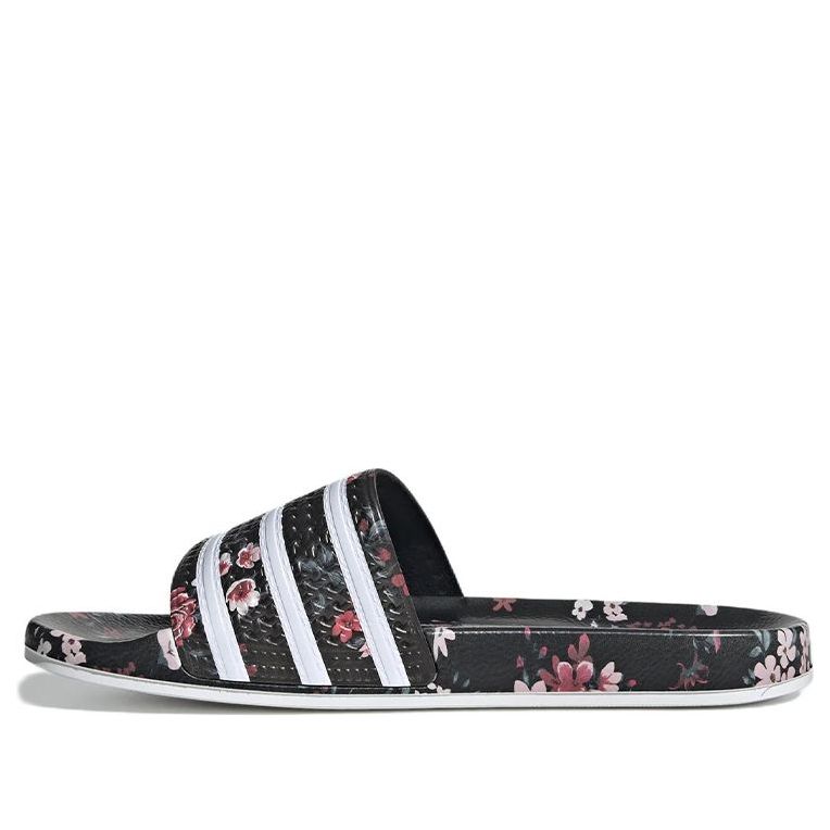adidas originals Adilette Cozy Wear-Resistant Black Unisex Slippers 'Black White Pink' GZ7196