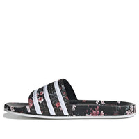 adidas originals Adilette Cozy Wear-Resistant Black Unisex Slippers 'Black White Pink' GZ7196
