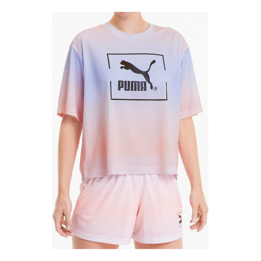 (WMNS) PUMA Gradient Tie Dye Mesh Short Sleeve Purple 598619-46