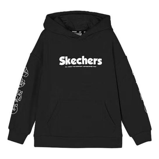 (GS) Skechers Logo Printed Hoodie 'Black White' L423K111-0018