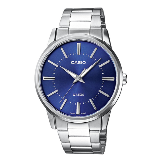 Men's CASIO Waterproof Quartz Luminous Pointer Blue Dial 40mm Stainless Steel Strap Watch Analog Mens MTP-1303D-2A