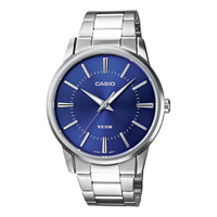 Men's CASIO Waterproof Quartz Luminous Pointer Blue Dial 40mm Stainless Steel Strap Watch Analog Mens MTP-1303D-2A