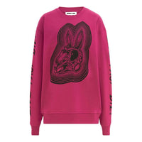 (WMNS) Alexander McQueen Printing Round Neck Pullover Hoodie 'Rose Red' 337341-RIJ42-5103