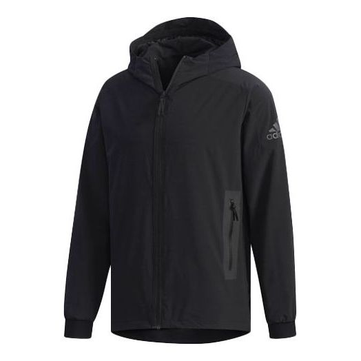adidas Wb Urban Logo Printing Woven Sports Hooded Jacket Black DW4624