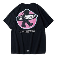PJ's Vigor Multi-Color Embroidered Contrasting Colors Short Sleeve Couple Style Black 20SSTS10322-P