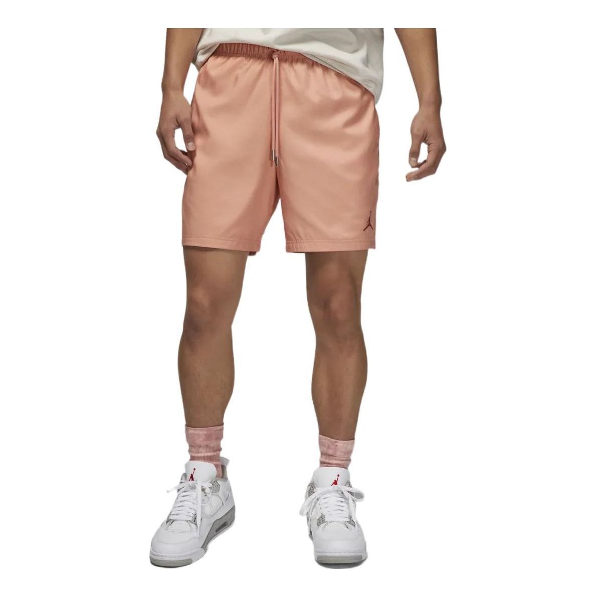 Men's Air Jordan Logo Printing Lacing Orange Pink Straight Shorts DM1373-824
