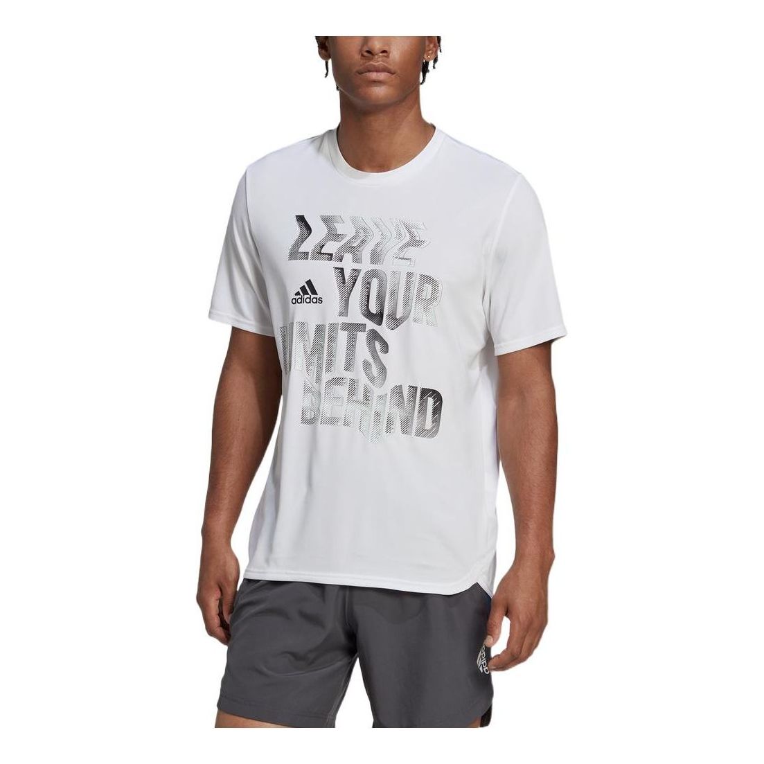 Men's adidas Minimalistic Alphabet Printing Round Neck Casual Sports Short Sleeve White T-Shirt HN8509