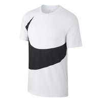 Nike Sportswear Big Swoosh Tee Large Printing Round Neck Short Sleeve Black White AR5191-103