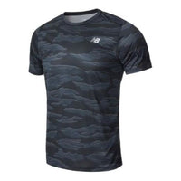 New Balance Accelerate Printed SS T-Shirt Asia Sizing 'Black Grey' AMT03204-BMM