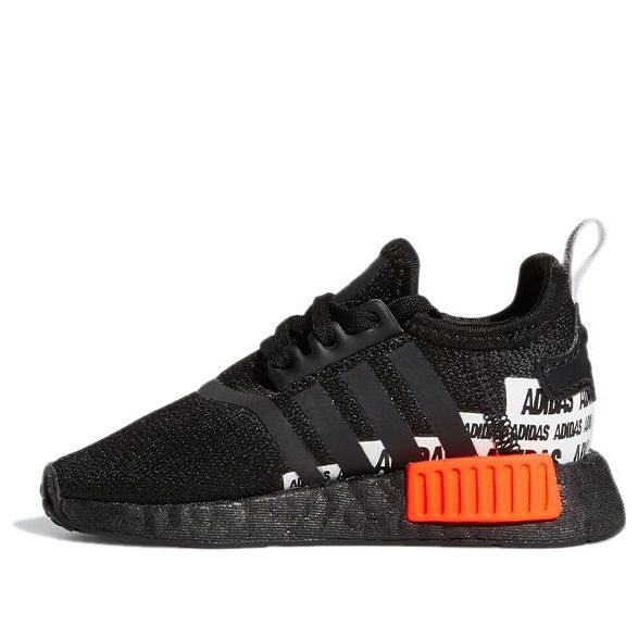 (TD) adidas NMD_R1 Infant 'Wordmark Heel Stripe - Black Solar Red' GX2556