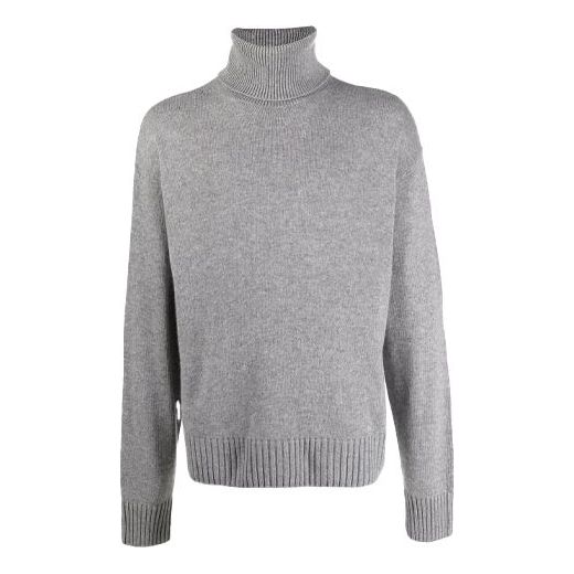 Off-White ribbed High Collar Pullover Ordinary Version Unisex Gray OMHF027F21KNI0010606