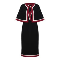 (WMNS) Gucci Stretch Dress With Cape 'Black Red' 605997-XJBY0-1004