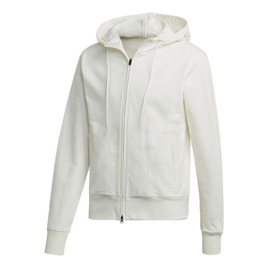 Men's Y-3 SS21 Solid Color Logo Minimalistic Zipper White FN3364