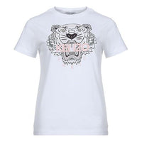 KENZO Tiger Head Printing Pattern Round Neck Short Sleeve White FA62TS8464YB-01