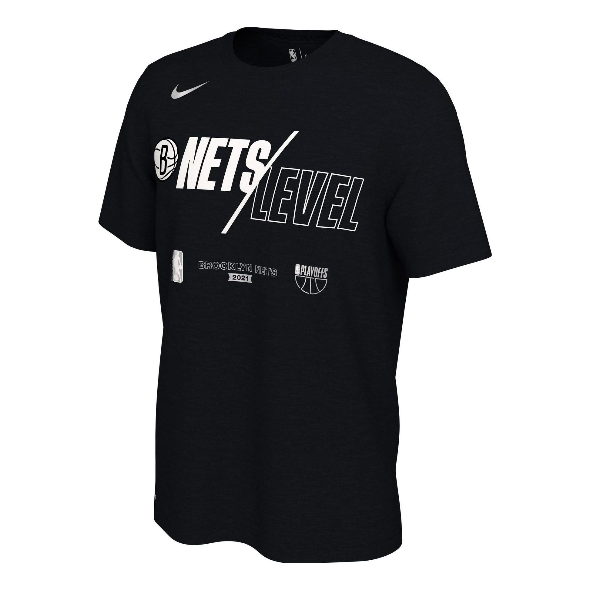 Men's Nike Casual Alphabet Printing Round Neck Pullover Short Sleeve Brooklyn Nets Black T-Shirt DQ8984-010