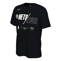 Men's Nike Casual Alphabet Printing Round Neck Pullover Short Sleeve Brooklyn Nets Black T-Shirt DQ8984-010