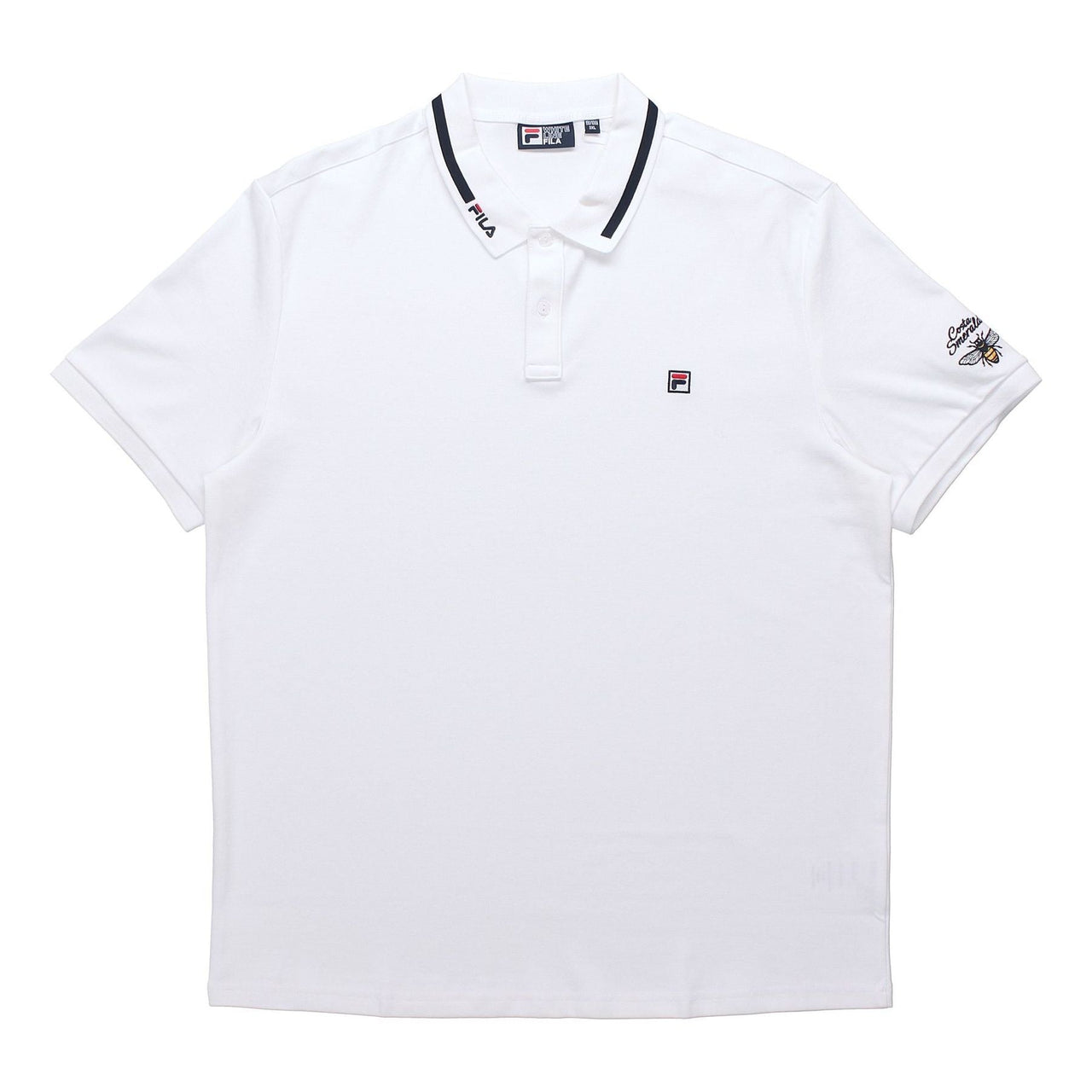 FILA Logo Bee Embroidery Sport Short Sleeve PoloShirt Men s White F11M028121F-WT