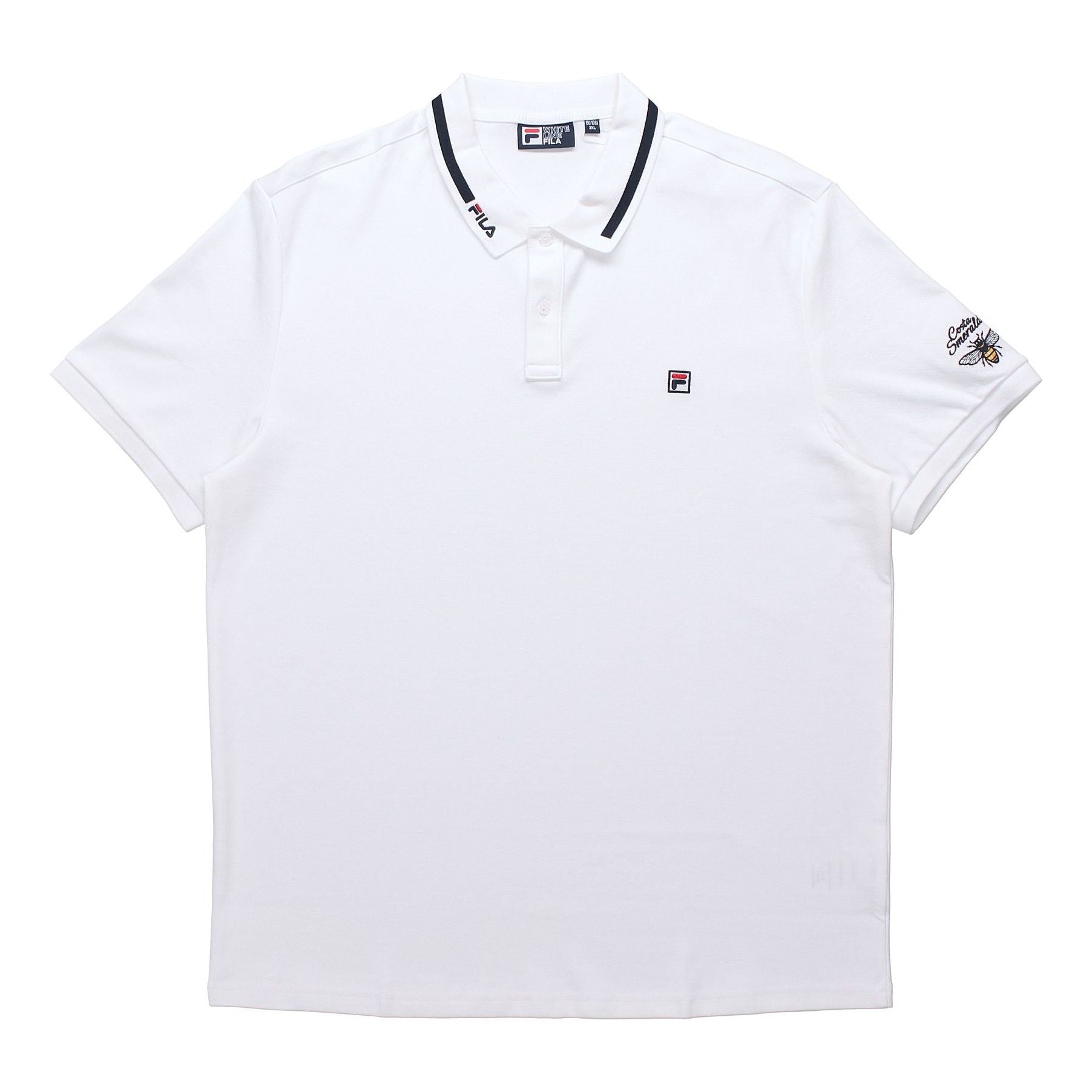 FILA Logo Bee Embroidery Sport Short Sleeve PoloShirt Men s White F11M028121F-WT