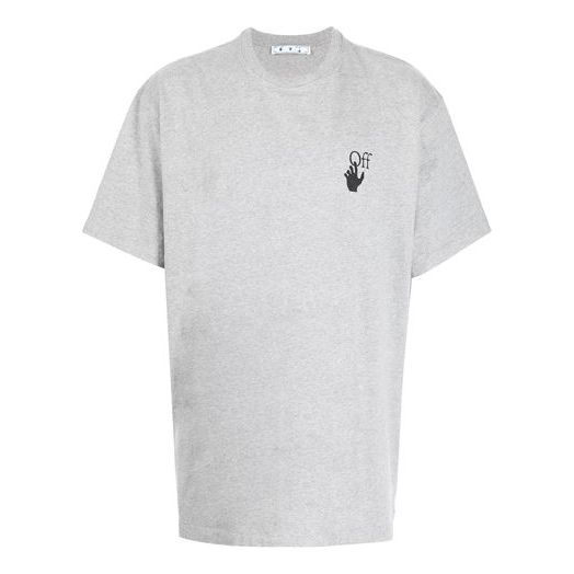 Men's Off-White FW21 Logo Printing Round Neck Pullover Short Sleeve Loose Fit Gray T-Shirt OMAA038F21JER0020810