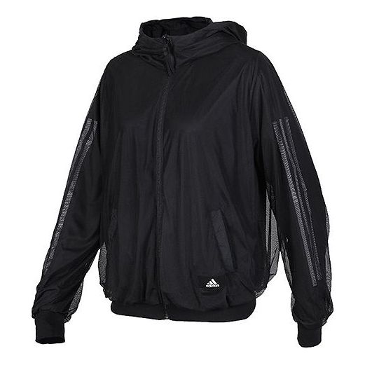 (WMNS) adidas Casual Hooded Sportswear Windbreaker Jacket Black FK3522