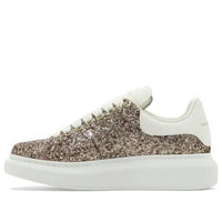 (WMNS) Alexander McQueen Larry Oversized Shoes 'Gold Glitter White' 736296W4VJ12228