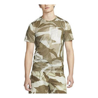 Men's Nike Dri-FIT Camouflage Logo Printing Casual Round Neck Short Sleeve Light Brown T-Shirt DR7568-242
