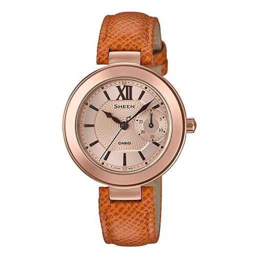 CASIO SHEEN Series Leatheres Business Golden Waterproof Rose Gold Analog SHE-3051PGL-7A