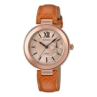 CASIO SHEEN Series Leatheres Business Golden Waterproof Rose Gold Analog SHE-3051PGL-7A