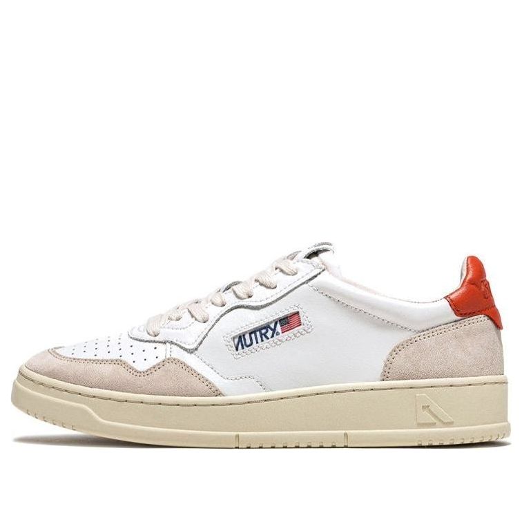 Autry Medalist Leather Low 'Suede White Orange' AULM-LS45