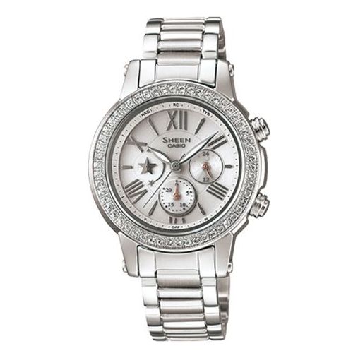 CASIO Waterproof SHEEN Sapphire Crystal Solar Powered Stainless Steel Strap Silver Analog SHN-7505D-7ADR
