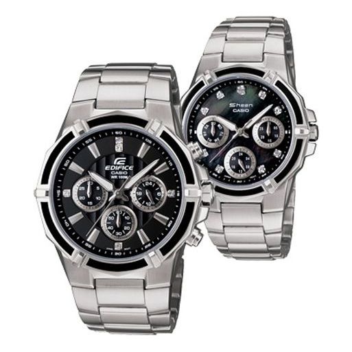 CASIO General EDIFICE & SHEEN Japan / South Korea Fashion Couple Black Analog EF-551D&SHN-3015DP-1A