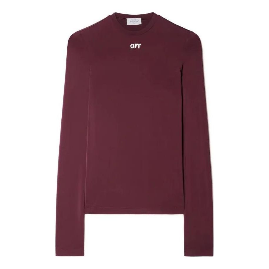 (WMNS) Off-White Off Logo-Print Fitted Top 'Burgundy' OWAD136F23JER0012801
